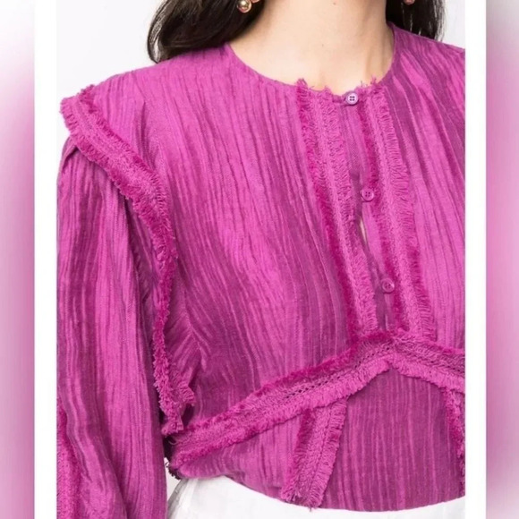 IRO Paris Camer Pleated Long Sleeve Top Size 40 / 8 - Picture 5 of 11